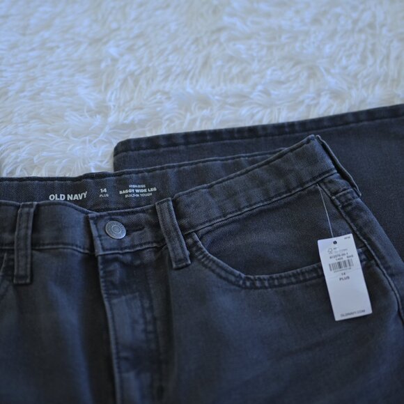 Old Navy Girls 14 Plus  Black High Rise Baggy Wide Leg Jeans - Picture 4 of 4